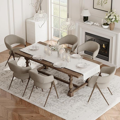COLAMY Dining Chairs Set of 6, Modern Fabric Upholstered Dining Room Kitchen Side Chairs with Iron Legs, Open Back and Padded Seat, for Living Room/Restaurant/Cafe, Taupe