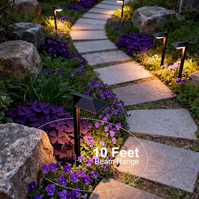 GOODSMANN Low Voltage Landscape Lights 8PK Landscape Lighting Kit Pathway Light Wired Outdoor Walkway Lights 0.7W LED 100 Lumen Oil Rubbed Bronze Finish Warm White with Cable Connectors Metal Stakes