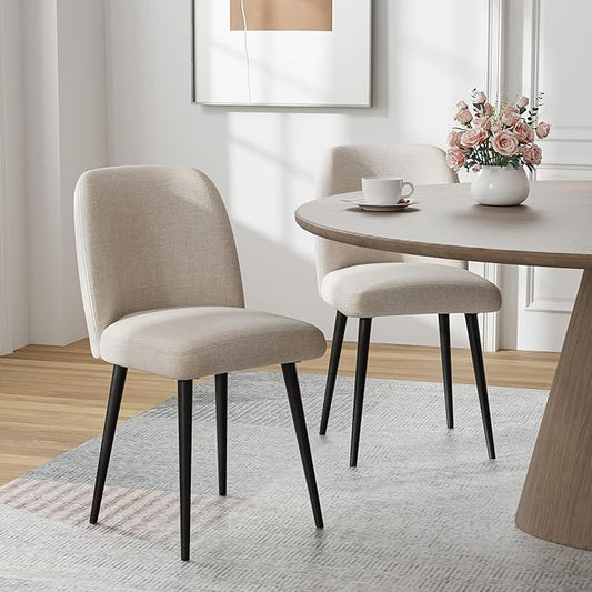 Casaphoria Dining Chairs Set of 2, Modern Fabric Kitchen Chairs with Beige Metal Legs, Comfortable Dining Room Side Chairs for Home, Living Room, Restaurant