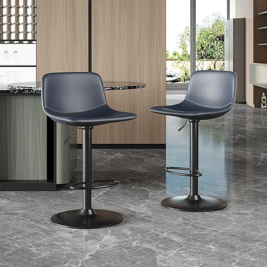 Adjustable Bar Stools Set of 2, Swivel Bar Stools, Bar Height Stools with Back Support Counter Height Bar Chairs Pu Leather Bar Stool for Kitchen Island Rustic Bar stools