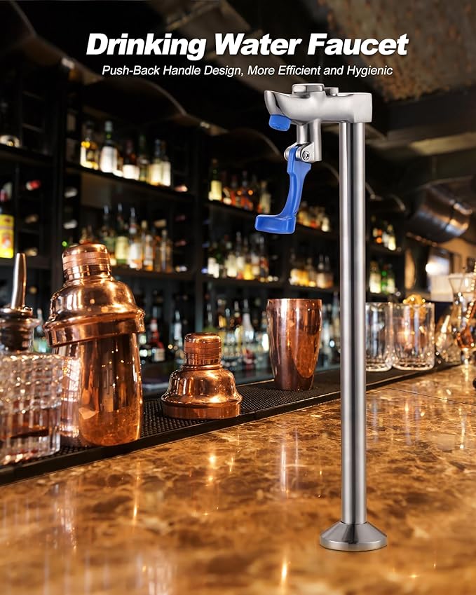 WOWOW 14 Inch Glass Filler Deck Mount Water Bottle Filling Station Brass Bar Faucet Glass Filling Station G1/2" Male Shank with Adapter for Restaurants Kitchen Bar