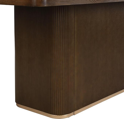 Christopher Knight Home Scout 84 Inch Dining Table for 6 People, Modern Kitchen Table with Pillar Legs, Wooden Rectangular Spacious Dinner Furniture for Dining Room, Home Office, Walnut