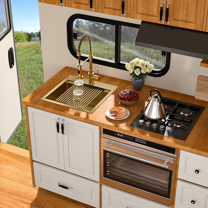 21 Outdoor Kitchen Sink Gold - Beslend 21x20 Gold Outdoor Sink Bar Sink RV Sinks Drop In, Topmount Stainless Steel Kitchen Sinks Workstation 16 Gauge Single Bowl Above Counter Indoor Outdoor