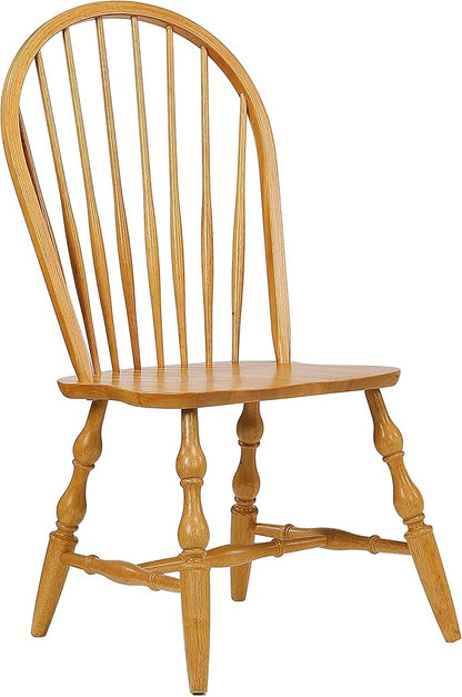 Sunset Trading Oak Selections Windsor Spindleback Dining Chair | Fully Assembled Kitchen Chair | Modern Farmhouse Minimalist Country Cottage | Light Oak | Set of 2