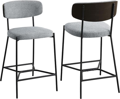 Coaster Home Furnishings - Elison - Counter Height Stools (Set of 2) - Curved Backrest, Padded Seat, Footrest - Kitchen & Dining - 24-inch - Grey - 182646