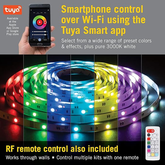 Armacost Lighting 423500 RibbonFlex Home 16ft. RGB+W Smart LED Tape Light Kit, Multi-Color and White