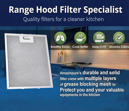 2X SB08087294 Range Hood Filter Replacement Compatible with Broan Nutone RM523004 Kenmore 233.53363 11.75” x 9.40” Kitchen Exhaust Fan Aluminum Grease Filter for Range Hood Vent