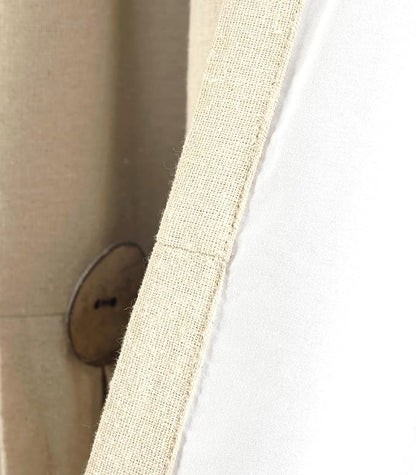 Lush Decor Linen Button Window Curtain Panel, Single, 40" W x 84" L, Dark Linen - Country Curtains, Rustic Décor, Color Block Modern Farmhouse Curtains for Living Room, Dining Room (Pack of 6)