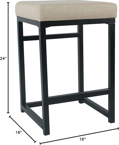 Homepop Home Decor | Modern 24-Inch Counter Stool | Backless Metal Frame Bar Stools Counter Height | Decorative Home Furniture, Natural