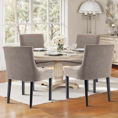 Dining Chairs Set of 4 – Extra Wide & Padded Fabric Dining Chairs with Solid Wood Legs, High-Density Foam Cushion, Mid-Back Modern Kitchen Chairs for Comfortable Everyday Use