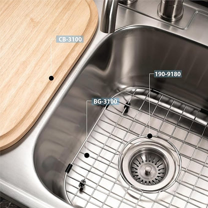 Houzer Glowtone Stainless Steel Kitchen Bar & Prep Sink - 33 Inch Drop-In Topmount 3-Hole 50/50 Double Bowl Sink, Durable & Versatile, Nested 36-Pack - 3322-8BS3-36
