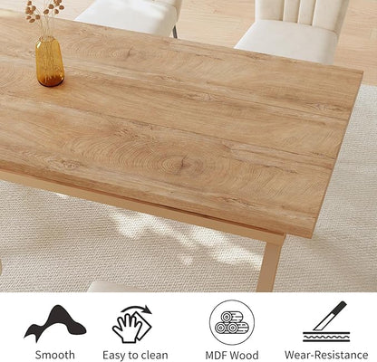 HIPIHOM 63 Inch MDF Kitchen Table for 4 with Dining Chairs, Kitchen Tables with Durable Metal Legs and Scratch-Resistant Top
