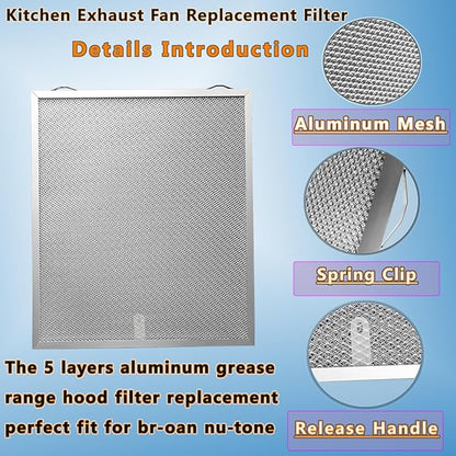 2Pack S99010430-002 Range Hood Grease Filter Replacement4512880 Size 13 7/8" X 15 3/4" X 3/8" Compatible With B-roan N-utone Ken-more Kitchen Exhaust Fan Filters