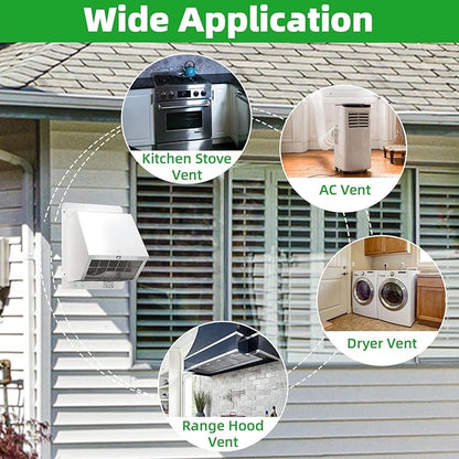 3 Inch Dryer Vent Cover Outside,Metal Exterior Vent Cover with Screen and Damper,Outdoor Dryer Vent Hood Outlet Exhaust Vent Cover Air Wall Vent Cover for House Laundry Dryer Range Hood AC-White