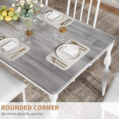 IDEALHOUSE 71 Inch Farmhouse Dining Table for 6-8 People, Rectangular Wood Kitchen Table with Heavy Duty Legs, Kitchen Dining Room Table for Dining Room Kitchen, Wash Grey