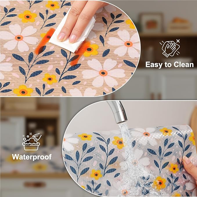 Cooyes Shelf Liner – Premium Non-Adhesive Cabinet & Drawer Liner for Kitchen – Waterproof Shelf Paper with Modern Pattern – Durable EVA Cabinet Mat – Easy to Cut （24" W x 120" L）