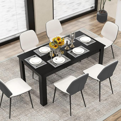 63-Inch Dining Table for 4-6 People, Rectangular Wooden Kitchen Table, L-Shaped Legs, 330 LBS Weight Capacity, Modern Farmhouse Dinette Table for Restaurant, Living Room, Family (Black)