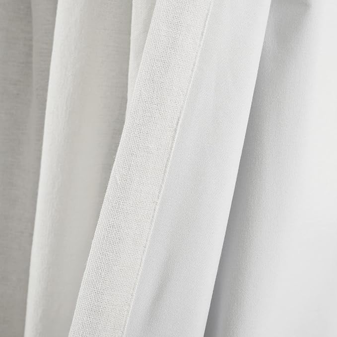 Lush Decor Linen Button Window Curtain Panel, Single, 40" W x 84" L, Navy & White - Country Curtains - Rustic Decor - Color Block Modern Curtains For Living Room, Bedroom & Dining Room - 100% Blackout