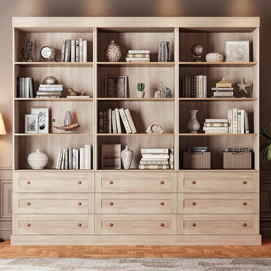 ivaniti 71" Tall Farmhouse Kitchen Pantry, Large Storage Cabinet with Adjustable Shelves, 3 Drawer, Wood Versatile Hutch Cabinet for Dining Room, Living Room, Brown 3 Pcs