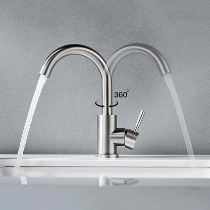 Wet Bar Sink Faucet Single Hole, Brushed Nickel Single Handle Faucet for Kitchen or Bathroom Sink, Modern Stainless Steel Prep Sink Faucet Commercial rv Sink Faucet Laundry Sink Faucet