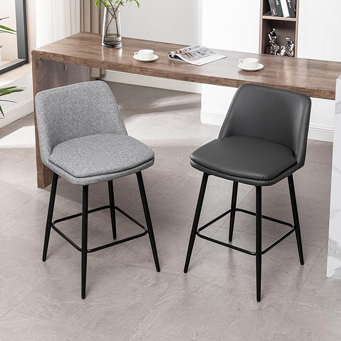 Modern Dining Chairs,Set of 2,Sturdy and Stylish,Simple Natural Design,Swivel Bar Stools with Back,Versatile Use in Kitchen Island Pub,Applicable to Front Porch,Garden,Patio,Reception Room,LIGHTGREY-