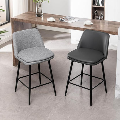 Modern Dining Chairs,Set of 2,Sturdy and Stylish,Simple Natural Design,Swivel Bar Stools with Back,Versatile Use in Kitchen Island Pub,Applicable to Front Porch,Garden,Patio,Reception Room,LIGHTGREY-