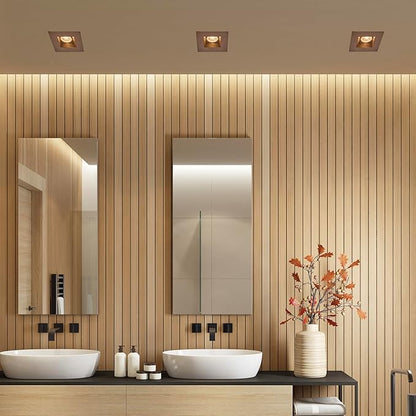 Maxxima 4 in. Ultra-Thin Recessed Anti-Glare LED Downlight, Canless IC Rated, 5 Color Temperature Selectable 2700K/3000K/3500K/4000K/5000K, Dimmable Square Bronze Trim, 90 CRI