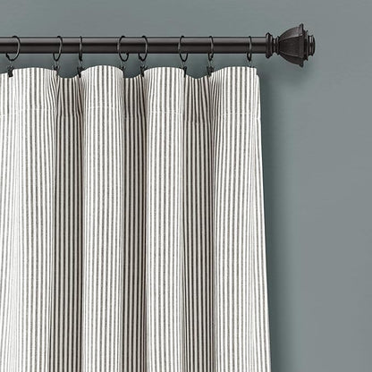 Lush Decor Vintage Stripe Yarn Dyed Cotton Window Curtain Panel Pair, 95" x 40", Gray