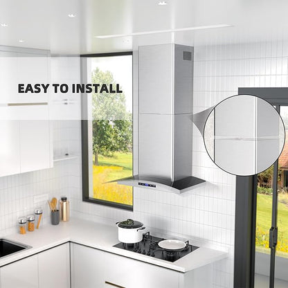 Range Hood Extension Chimney FGS-TG26S-ZST, Stainless Steel Wall Mount Chimney Extension for FIREGAS Glass Wall Mount Range Hood FGS-USG26G75CC