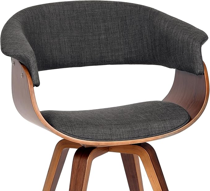 Armen Living Summer Modern Chair in Charcoal Fabric and Walnut Wood - Set of 2