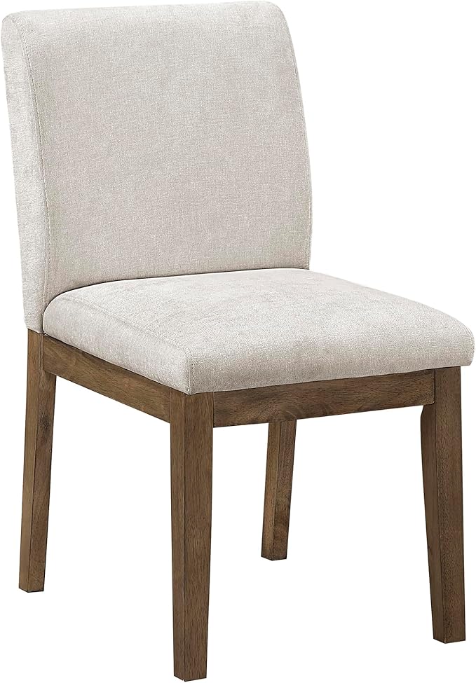 Lexicon Modern Dining Chairs Set of 2 - Textured Fabric Upholstered Kitchen Chairs, Solid Wood Legs, Small Accent Seating for Dining Room Table, Comfy Kitchen, Living Room, Easy Assembly, Brown Gray