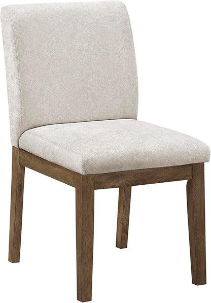 Lexicon Modern Dining Chairs Set of 2 - Textured Fabric Upholstered Kitchen Chairs, Solid Wood Legs, Small Accent Seating for Dining Room Table, Comfy Kitchen, Living Room, Easy Assembly, Brown Gray