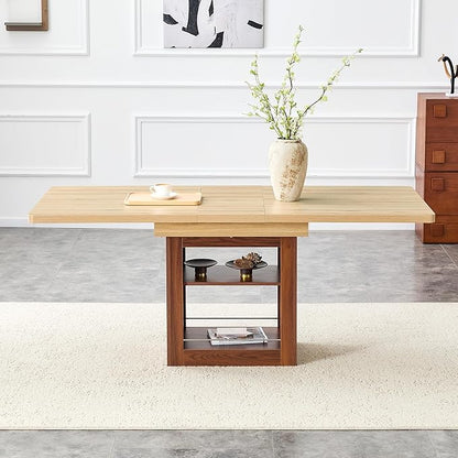 Extendable Dining Table with Storage Shelf, 59" to 71" Expandable Kitchen Table for 4-6, Modern Dining Room Table for Apartment & Small Spaces, Multipurpose Kitchen Island Style Dining Table
