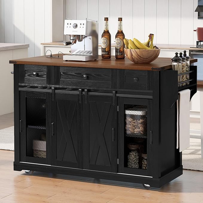 Modern Dining Table Expandable Kitchen Island with Counter Wood Table Console Luxury Easy Clean Living Decor,Black