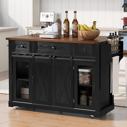 Modern Dining Table Expandable Kitchen Island with Counter Wood Table Console Luxury Easy Clean Living Decor,Black