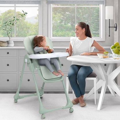 Little Folks by Delta Children 2-in-1 SlimFold High Chair for Babies and Toddlers, Sage Green