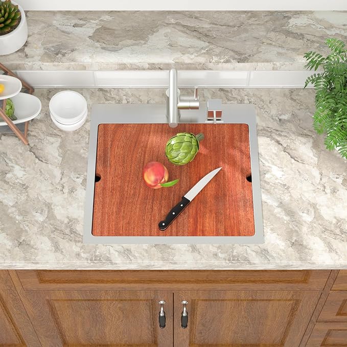 Mocoloo 21 Inch Bar Sink with Faucet, 16 Gauge Drop in Workstation Sink - 21x20x9" Stainless Steel Single Bowl Small Kitchen Sink with Pull-Out Faucet