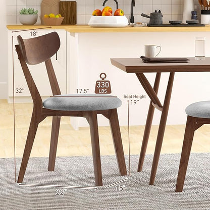 NAFORT Dining Chairs Set of 6/4/2, Modern Fabric Upholstered Dining Room Chair, Farmhouse Wooden Kitchen Chairs with Curved Backrest for Dining Kitchen Room, Living Room, Studio, Restaurant