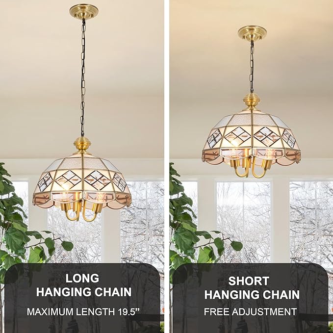 15" European-Style Palace Chandelier, 3-Light Antique Gold Ceiling Light Fixture, Farmhouse Retro Metal Hanging Pendant Lamp for Dining Room Bedroom Kitchen Island Hallway