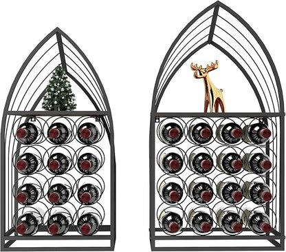 Wine Cabinet - 2 Piece Display Rack, Freestanding Bottle Storage, Home Bar Kitchen Organizer, Bottle Holder Liquor Cabinet Rustic Bar Storage Decorative Kitchen Island Shelf Dining Room Organizer