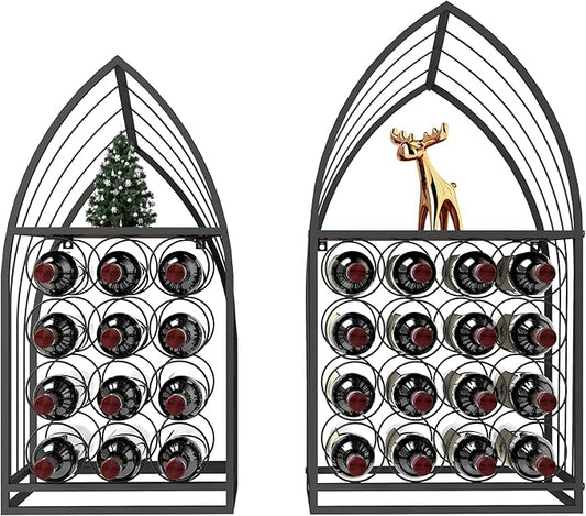Wine Cabinet - 2 Piece Display Rack, Freestanding Bottle Storage, Home Bar Kitchen Organizer, Bottle Holder Liquor Cabinet Rustic Bar Storage Decorative Kitchen Island Shelf Dining Room Organizer