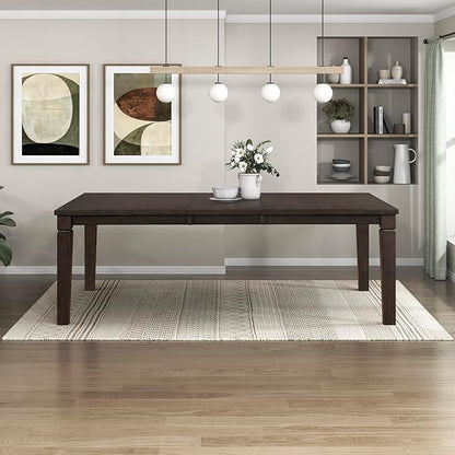 Lexicon Modern Dining Table, Expandable Wooden Kitchen Table with Removable Leaf, Space Saving, Seats for 4-6 People, for Home, Dining Room, 66 Inch-84 Inch, Dark Espresso