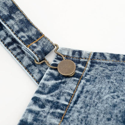 Jeanerlor - Cotton Denim Apron with Pockets for Men - Jean Apron for Hairstylis Cross Straps & Adjustable L to XXL (Denim Blue)