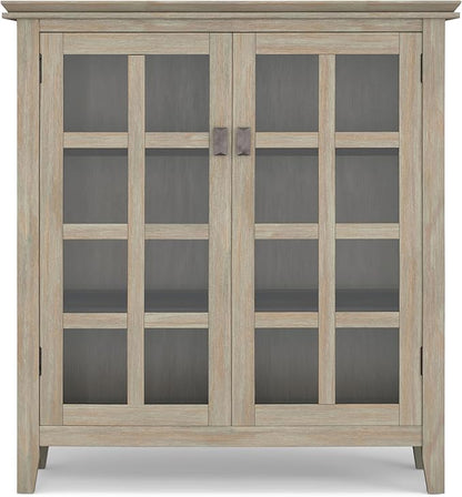 SIMPLIHOME Artisan SOLID WOOD 38 inch Wide Transitional Medium Storage Cabinet in Distressed Grey for the Living Room, Entryway and Family Room