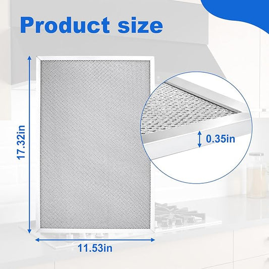 2PCS W11177751 W10419114 Aluminum Grease Range Hood Filters Compatible With Whirlpool, Replaces W10834041 W11176974 4547137 AP6285612 PS12348521 EAP12348521