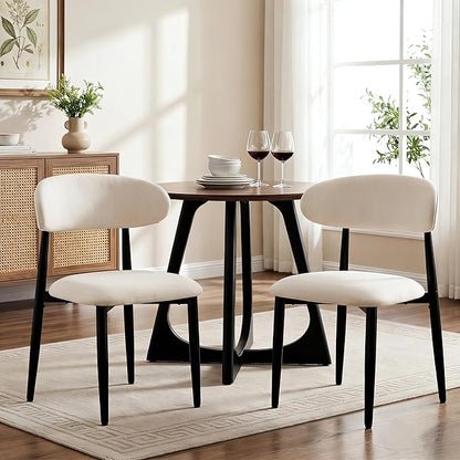 UVV Dining Chairs Set of 6, Metal Kitchen Chairs with Modern Fabric Upholstered for Dining Room, Beige