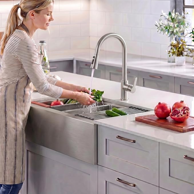 LQS Double Bowl Kitchen Sink, Undermount/Drop In Kitchen Sink, Double Bowl Stainless Steel Kitchen Sinks, 16 Gauge Stainless Steel Handmade Sinks (Stainless Steel, 36" x 22" x 10")