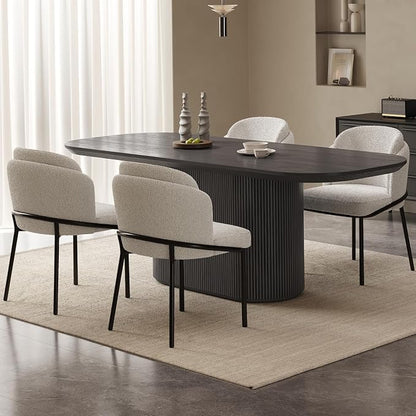 86.61" Oval Modern Dining Table Set for 4, Dining Room Tables with 4 Chairs for Kitchen, Living Room, 5 Piece Kitchen Tables 4 Seaters Dinner Table Set, Black
