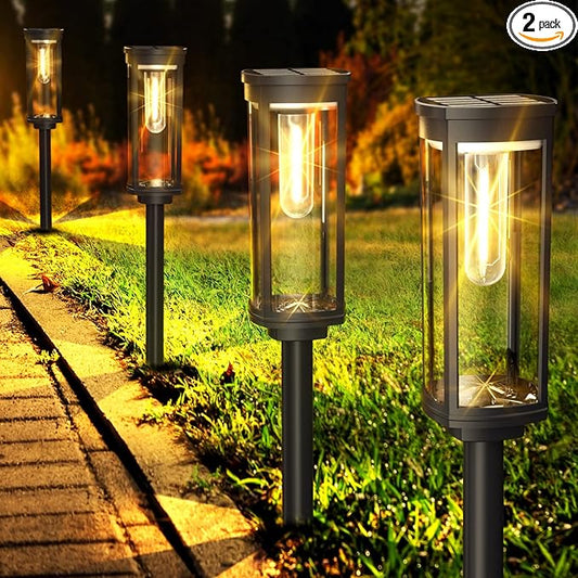 COXSENI Solar Pathway Lights Outdoor 2 Pack, Bright Solar Path Lights Outside Waterproof, Walkway Light Solar Powered Landscape Light for Driveway Lawn Patio Sidewalk Yard