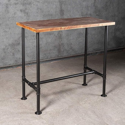 Diwhy 5 Piece Bar Table and Barstool Set Industrial Rectangular Pipe Dining Pub Bar Desk and Kitchen Counter Height Adjustable Stool with Iron Backrest Black(1 Table + 4 Chairs)